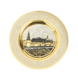 Тарелка-панно сувенирная с гравюрой "Московский Кремль" 12 см в подарочной упаковке Златоуст
