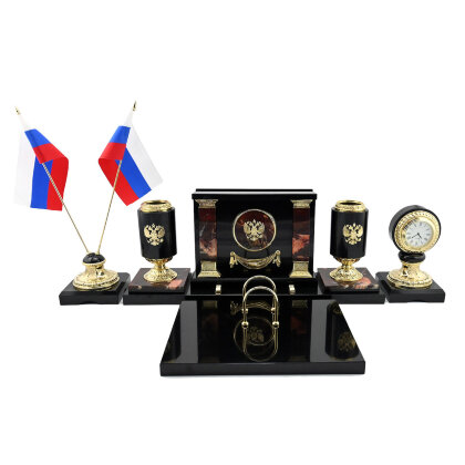 Письменный прибор из яшмы и долерита "Россия" 60 см