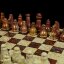 Шахматы из ракушечника с коричневым ониксом 250*250мм