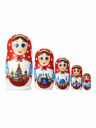 Деревянная игрушка Матрёшка 5-мест "Города России"