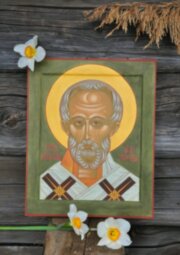 Икона рукописная "Николай Чудотворец"