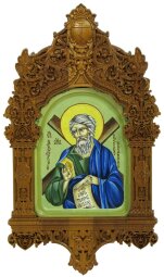 Рукописная икона "Святой апостол Андрей Первозванный" на кипарисе