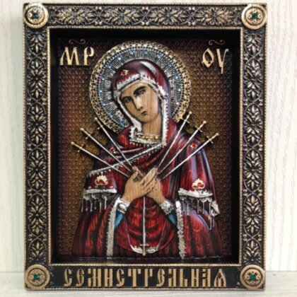 Резная Семистрельная икона Божией Матери