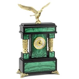 Часы каминные из малахита "Орел" 39,5 см