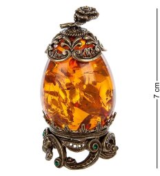 Фигурка "Яйцо с розой" (латунь, янтарь)
