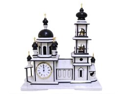 Часы "Храм" из змеевика и мрамора