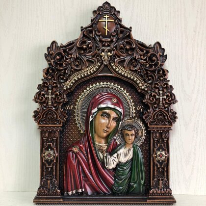 Резная Икона Казанской Богородицы