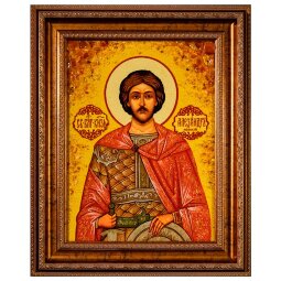 Икона «Святой благоверный князь Александр Невский» из балтийского янтаря