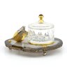 Икорница с агатом "Золотая Рыбка"