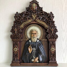 Резная Икона Сергий Радонежский
