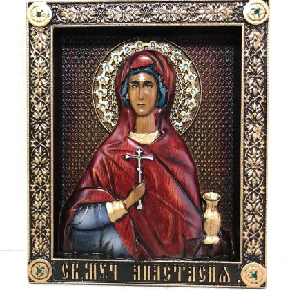 Резная икона Святая великомученица Анастасия, узорешительница