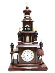 Часы из лемезита с мрамором "Храм" 55 см